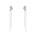 2026 Fashion Butterfly Ear Clips Women's Ear Piercing Tassel Ear Bone Clips Niche Feeling Wings Ear Hanging Ear Bone Earrings