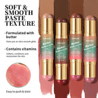 Multiuse Double Head Blush Bronzer Stick Butter Glow & Go Light Glossy Face Contour Blush Stick Long Lasting Waterproof Blusher mbzr