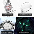 OLEVS 9945 Luxury Women Original Quartz Movement Watch Diamond Scale Stainless Steel Bracelet Luminous Function 30M Waterproof Watch mbzr