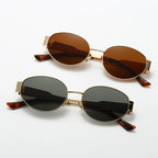 Retro Steampunk Sun Protection Sunglasses Vintage New Women's Metal Oval Sunglasses Ladies Classic UV400 Sunscreen Eyewear