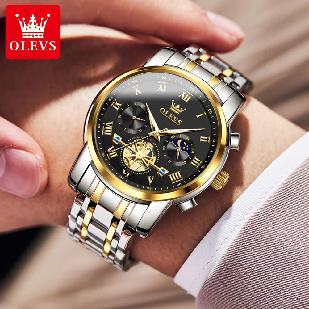 OLEVS 2859 Brand original authentic watches for man luxury Gift Box Steel band multifunctional quartz men's watch mbzr