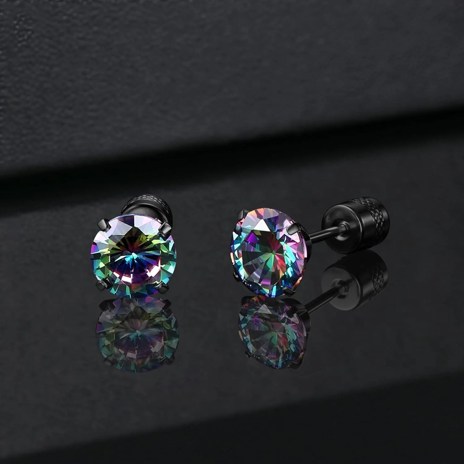 G23 Titanium Screw Back 20G 5A Cubic Zirconia Earrings Studs for Women Men Double Side Earrings Piercing Sleeper Studs Jewelry