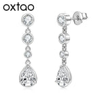 OXTAO Elegant Long Tassels Drop Earrings For Women Anniversary Jewelry Gifts Pear Cut Moissanite Wedding Earrings 14K Gold Filled