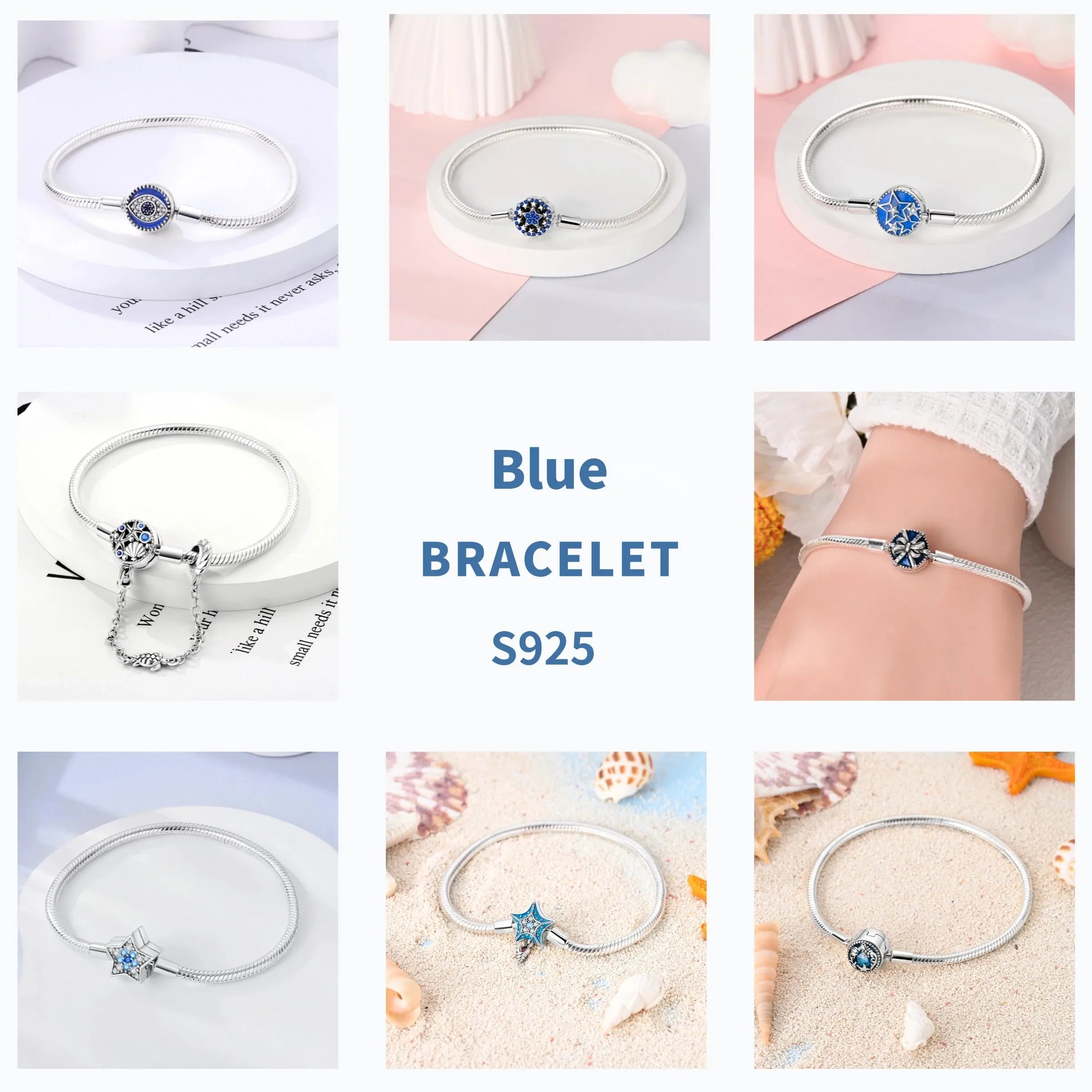 Silver 925 Bracelet Original Bracelets Colorful Zircon Heart Flower Cat Snake Chain For DIY Charms 17-20CM Luxury Jewelry Gifts mbzr