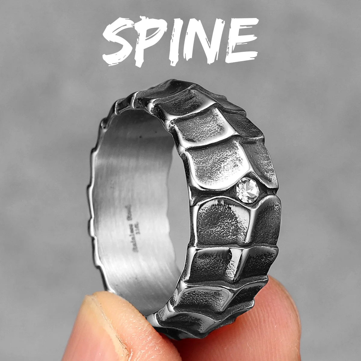Stainless Steel Mens Rings Dragon Spine Scales Trendy Fashion
