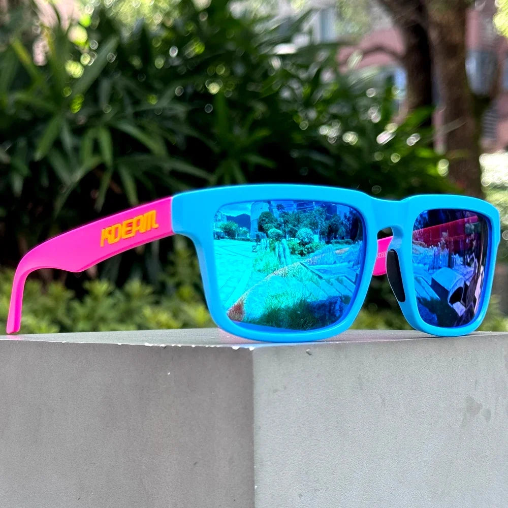 New KDEAM Colorful Design Men Square Polarized Sunglasses Cool Fashion Women Shades Sun Glasses Reflective Coating Lens UV400