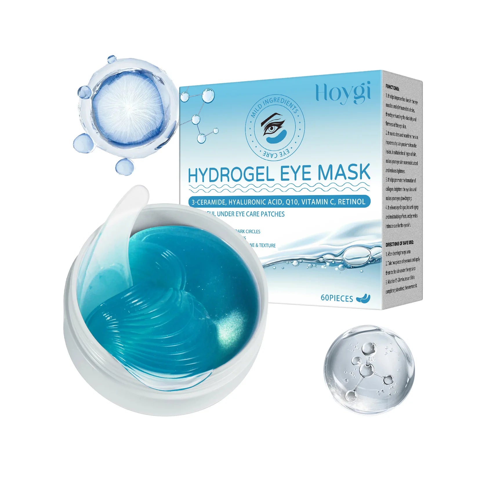 60PCS Retinol Eye Masks Firming Eye Bags Anti Dark Circles Fine Lines Removal Moisturizing Anti Wrinkle Skin Care Eye Patches mbzr