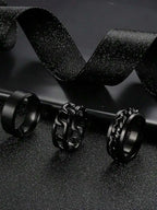 3pcs/Set Stylish Stainless Steel 8mm Matte Wedding Ring Set For Men's Everyday Use Valentine's Day Jewelry Holiday Engagement