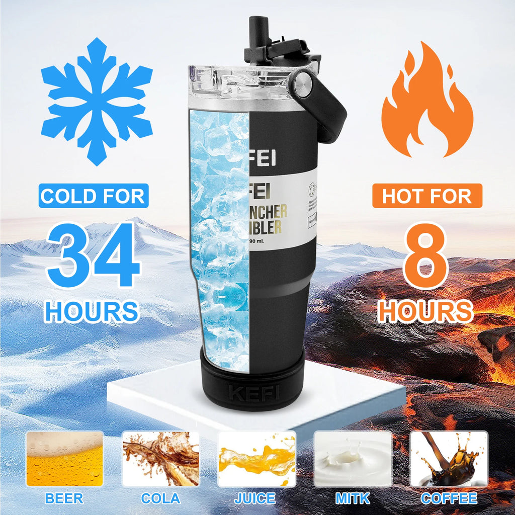 1PCS 30oz Solid Color Double Wall Stainless Tumbler, with Lid And Straw, Keep Warm 12h And Ice 24h, Insulated, Outdoor Stainless mbzr