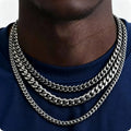 Vintage Cuban Chain Necklace for Men Women, 3/5/7mm Stainless Steel Curb Link Chain Chokers, Casual Basic Punk Jewelry