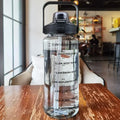 2L Straw Water Bottle Large Capacity Plastic Water Cup Portable Drink Bottle With Time Marker For Outdoor Sports mbzr
