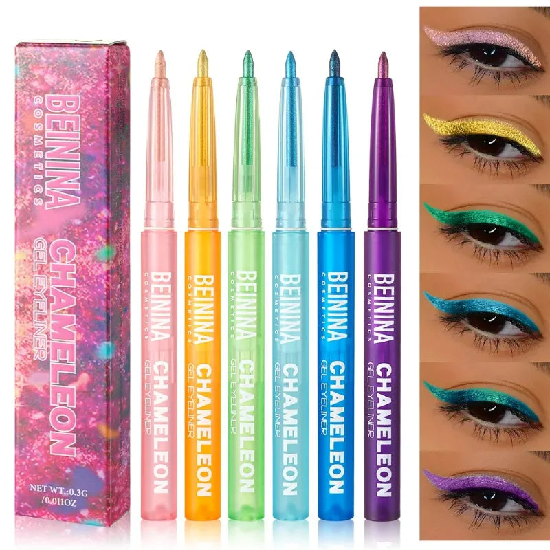 Shiny Chameleon Metallic Green Eyeliner Gel Stick Smooth Multicolor Eye Shadow Pearlescent Polarized Glitter Eyes Pigment Makeup mbzr
