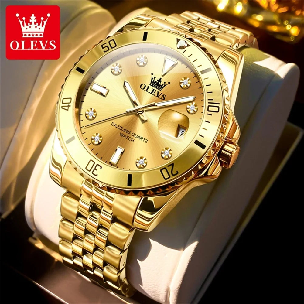 OLEVS 9809 Men's Watch Original Waterproof Automatic Date Rotation Ring Luxury Brand Diving Quartz Men's Watch Reloios Masculino mbzr