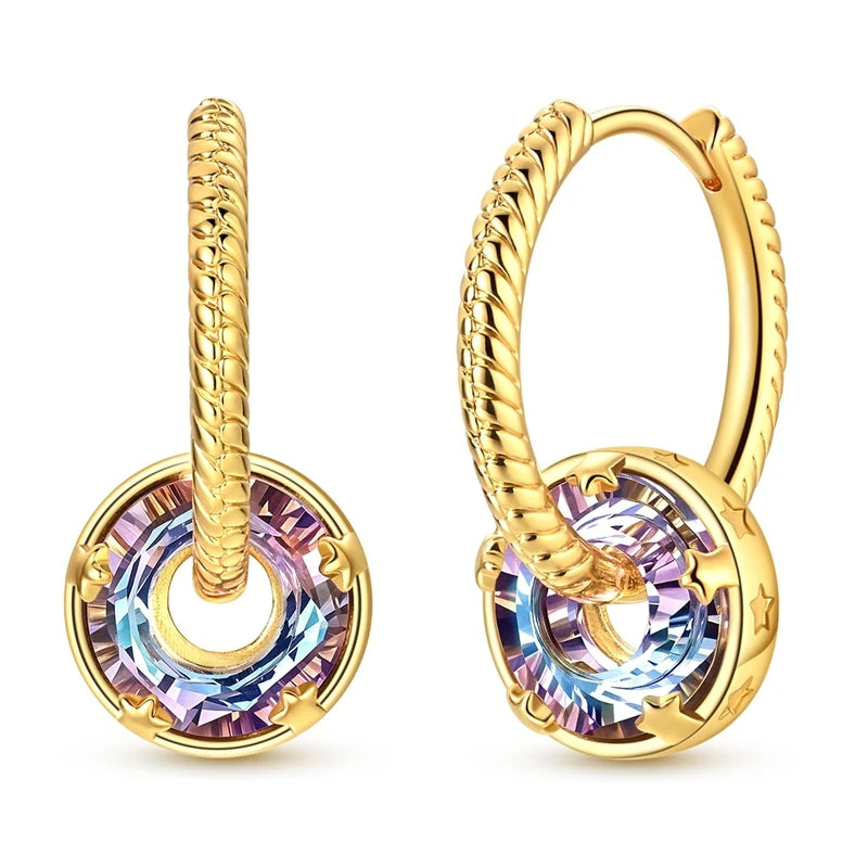 MULA 925 Sterling Silver Sun Moon Stars Hoop Earrings Classic Simple Fashion Jewelry