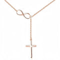 1Pcs Gold Plated Infinity Symbol & Cross Lariat Necklace, Dainty Y-Drop Chain Necklace for Women, Elegant Minimalist Statement Jewelry for Everyday Wear & Dating