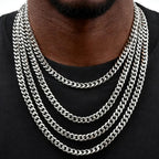 Vintage Cuban Chain Necklace for Men Women, 3/5/7mm Stainless Steel Curb Link Chain Chokers, Casual Basic Punk Jewelry