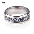 Fashion Men Gold Color Stainless Steel Celtic Dragon Ring Inlay Black Carbon Fiber Ring