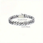 Silvery Plated High Quality Fashion Miami Cuban Chain Bracelet Men's Trend Charm Bracelet Casual Business Party Jewelry Gift