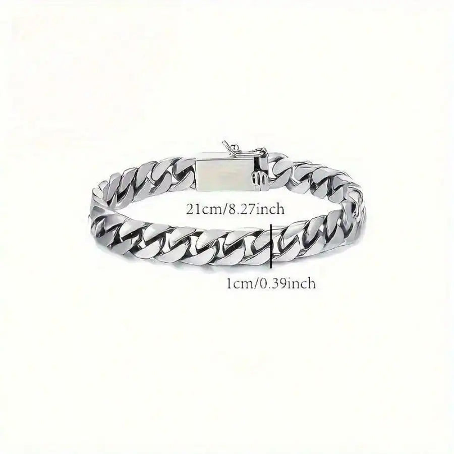 Silvery Plated High Quality Fashion Miami Cuban Chain Bracelet Men's Trend Charm Bracelet Casual Business Party Jewelry Gift