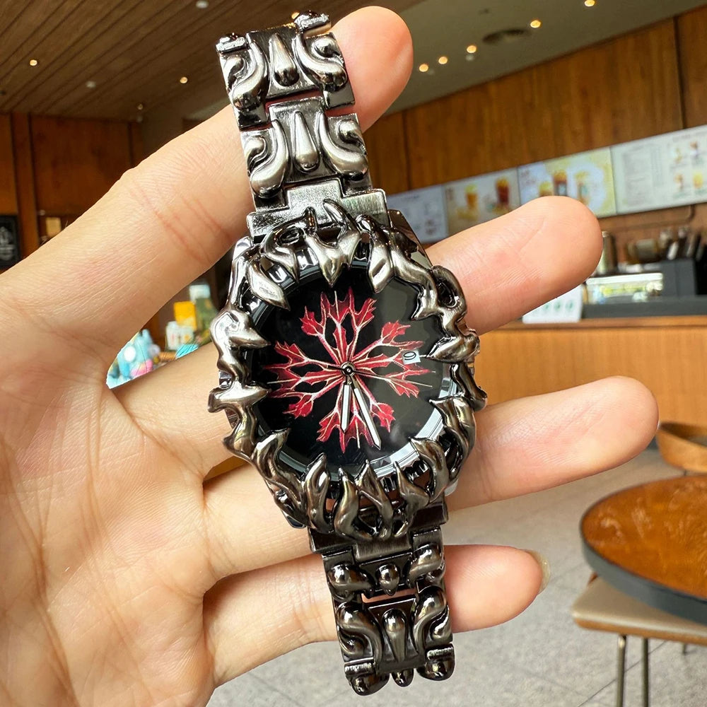 Green Devil Punk Eye Quartz Watch Men  Alabaster Industries Carving Demon Claw Y2K Men Watch Unique Creative Men Medieval Clock