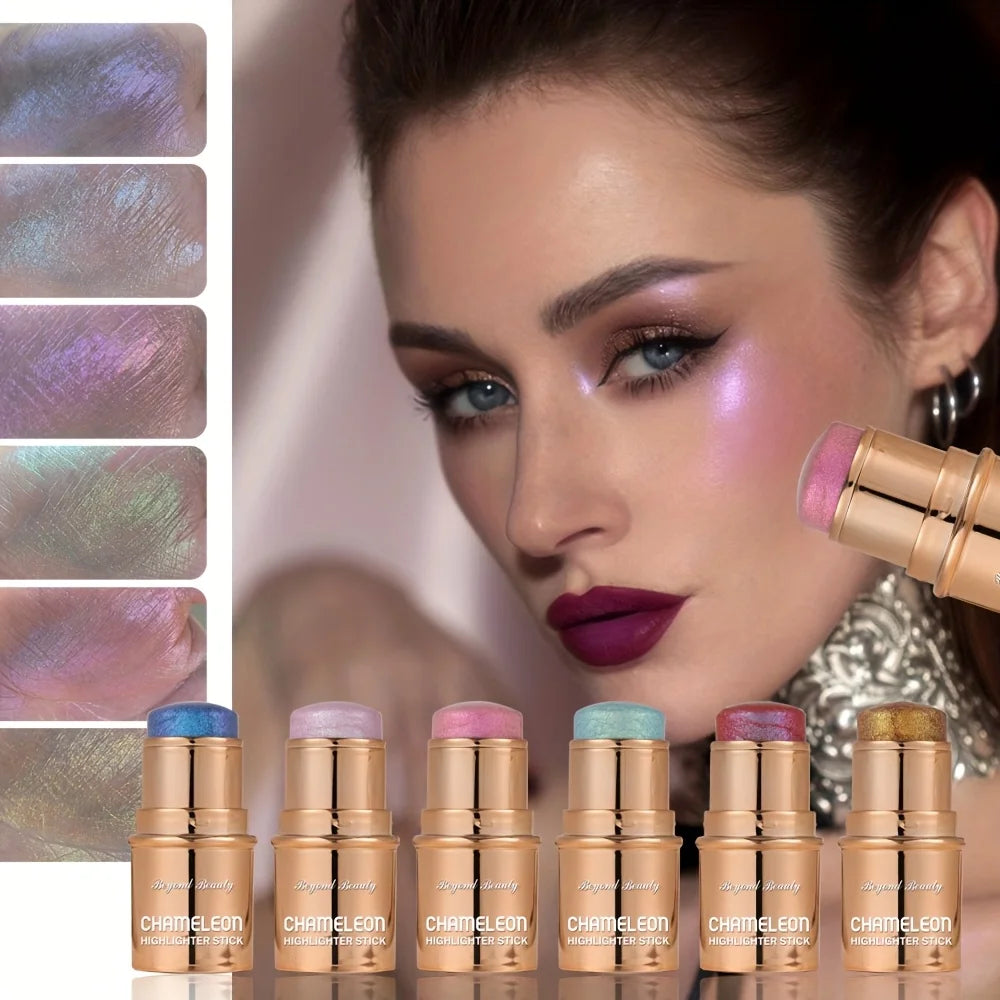 2PCS Chameleon Holographic Glitter Shimmer Highlighter Stick, Makeup For Face And Body, Highly Pigmented, mbzr