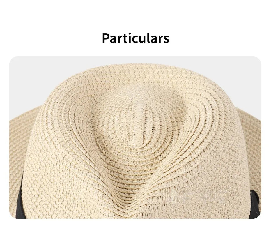 Summer Beach Woven Sun Hats Plus Size Jazz UV UPF 50+ Sun Protection Travel Panaman Straw Hats Unisex