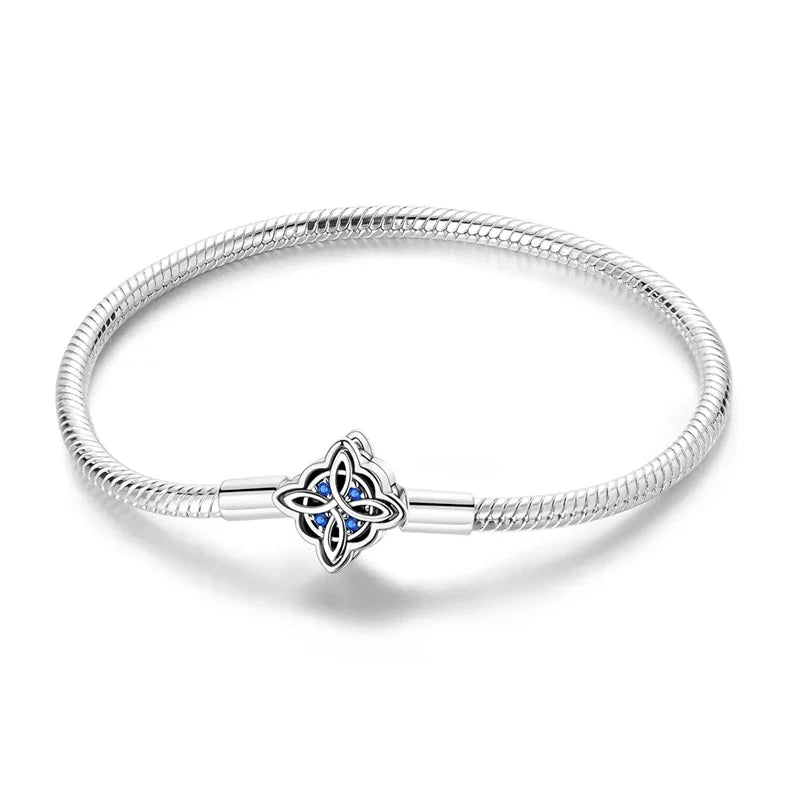 Silver 925 Bracelet Original Bracelets Colorful Zircon Heart Flower Cat Snake Chain For DIY Charms 17-20CM Luxury Jewelry Gifts mbzr