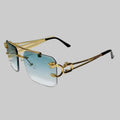 Rimless Square Mirror Sunglasses Retro Vintage Unisex