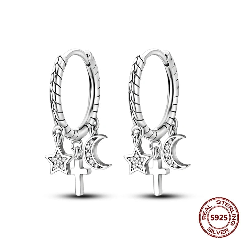 Fine Jewelry 925 Silver Rose Gold Plated Zircon Sparklin Hoop Earrings For Women mbzr