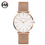 HANNAH MARTIN Top Brand Hot Selling Original Quartz Watch Women Simple Elegant Steel 36mm Japanese Movement Clock Banquet Matching & Work Leisure Watches Ladies Local Japan Quartz Movement Stainless Steel Mesh Rose Gold Water
