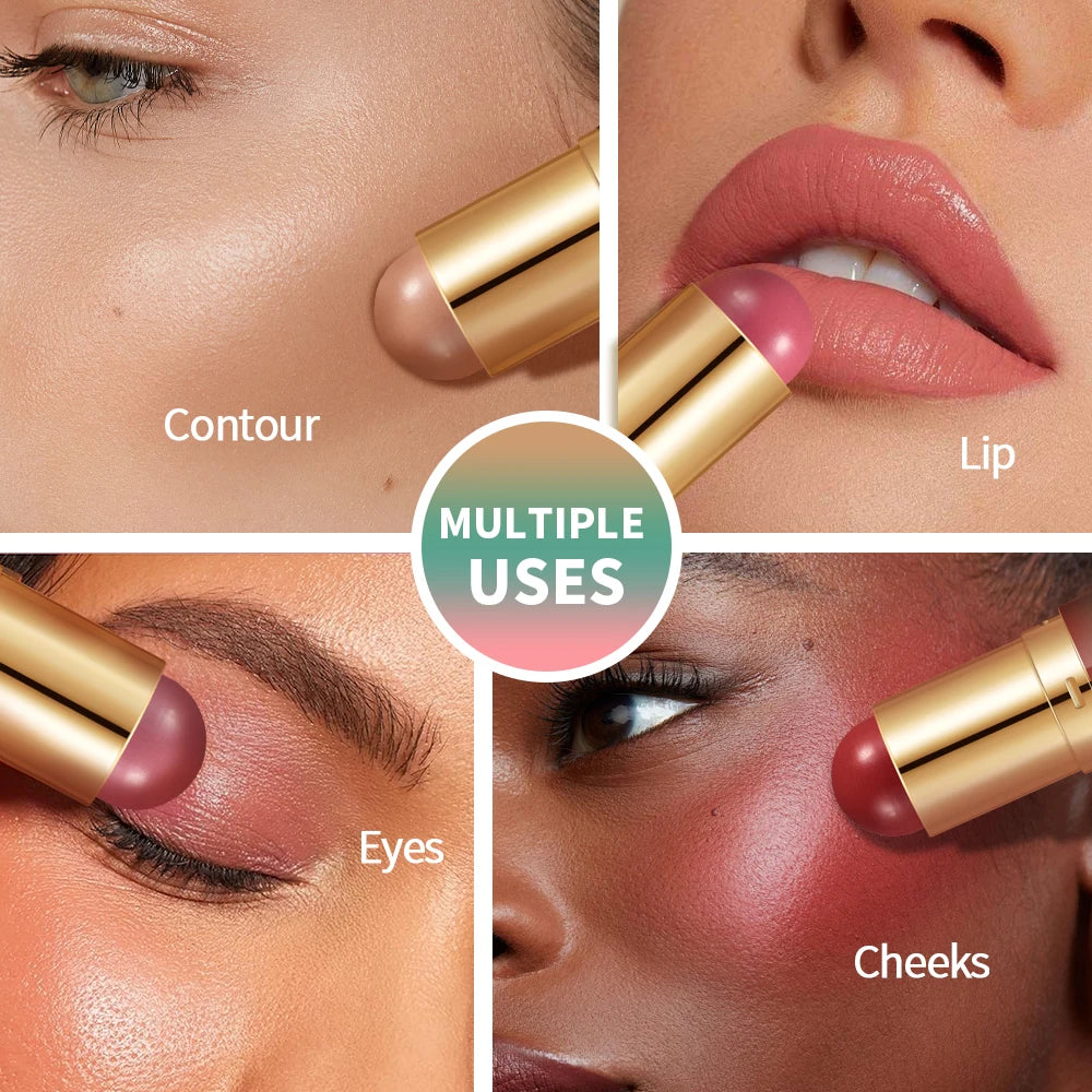 Multiuse Double Head Blush Bronzer Stick Butter Glow & Go Light Glossy Face Contour Blush Stick Long Lasting Waterproof Blusher mbzr