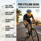 Cycling Sunglasses for Men UV400 Protection Polarized Sports Goggles for Road Bike Hiking Mountain Climbing Windproof Sandproof Snow Mountaineering Wraparound Outdoor Eyewear