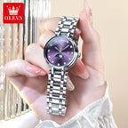 OLEVS 5573 Women's Watch Waterproof Star Moon Diamond Roman Scale Dial Solid Stainless Steel Elegant Luxury Quartz Women Watch mbzr