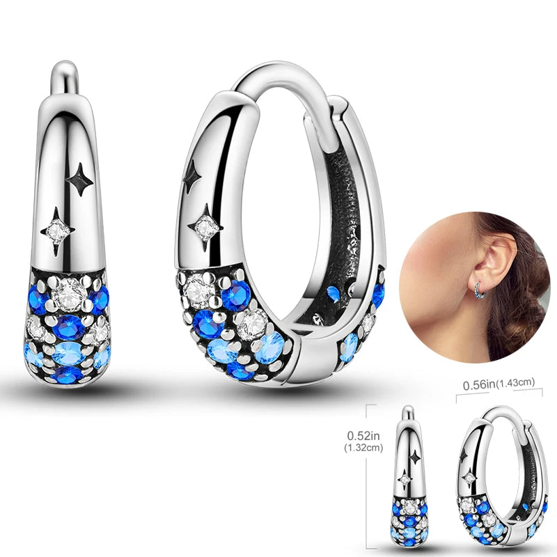 Women's 925 Sterling Silver Circle Style Simple Colorful And Shiny Zircon Earrings Fit For Attend A Wedding Exquisite Jewelry mbzr
