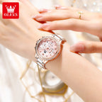 OLEVS 9999 Women Watch Brand Original Elegant Waterproof Chronograph Luxury Ceramic Dress Pink Women Quartz Watch Reloj Mujer