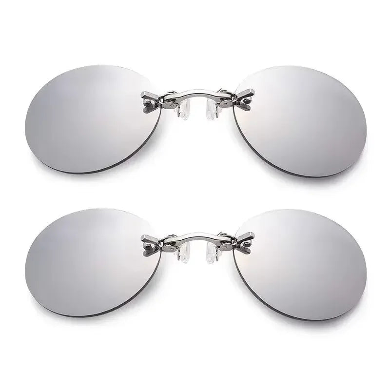 1-2PCS Clip On Nose Glasses Round Rimless Matrix Morpheus Sunglasses Mini Frameless Vintage Shades