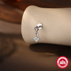 ROXI Moissanite 925 Sterling Silver Flower Tassel for Women Flat Back Piercing Earring Stud Helix Star Earring Fine Jewelry Gift mbzr