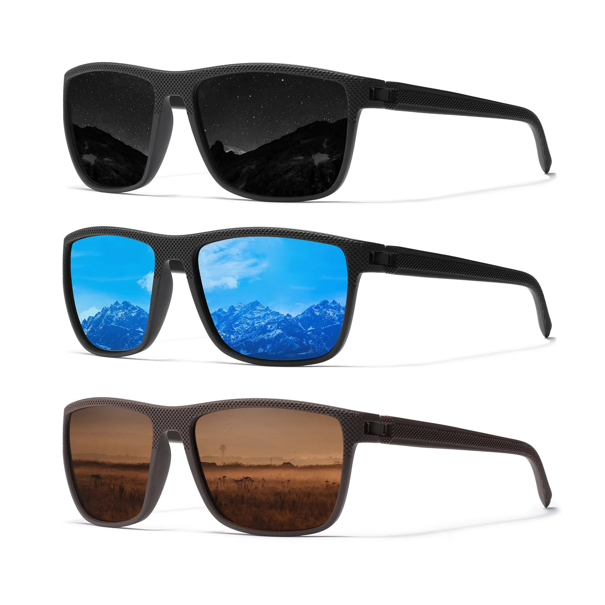 KINGSEVEN 3pcs Sunglasses For Men luxury Polarization High Quality TR90 UV400 Eyewear Eye Protection Glasses