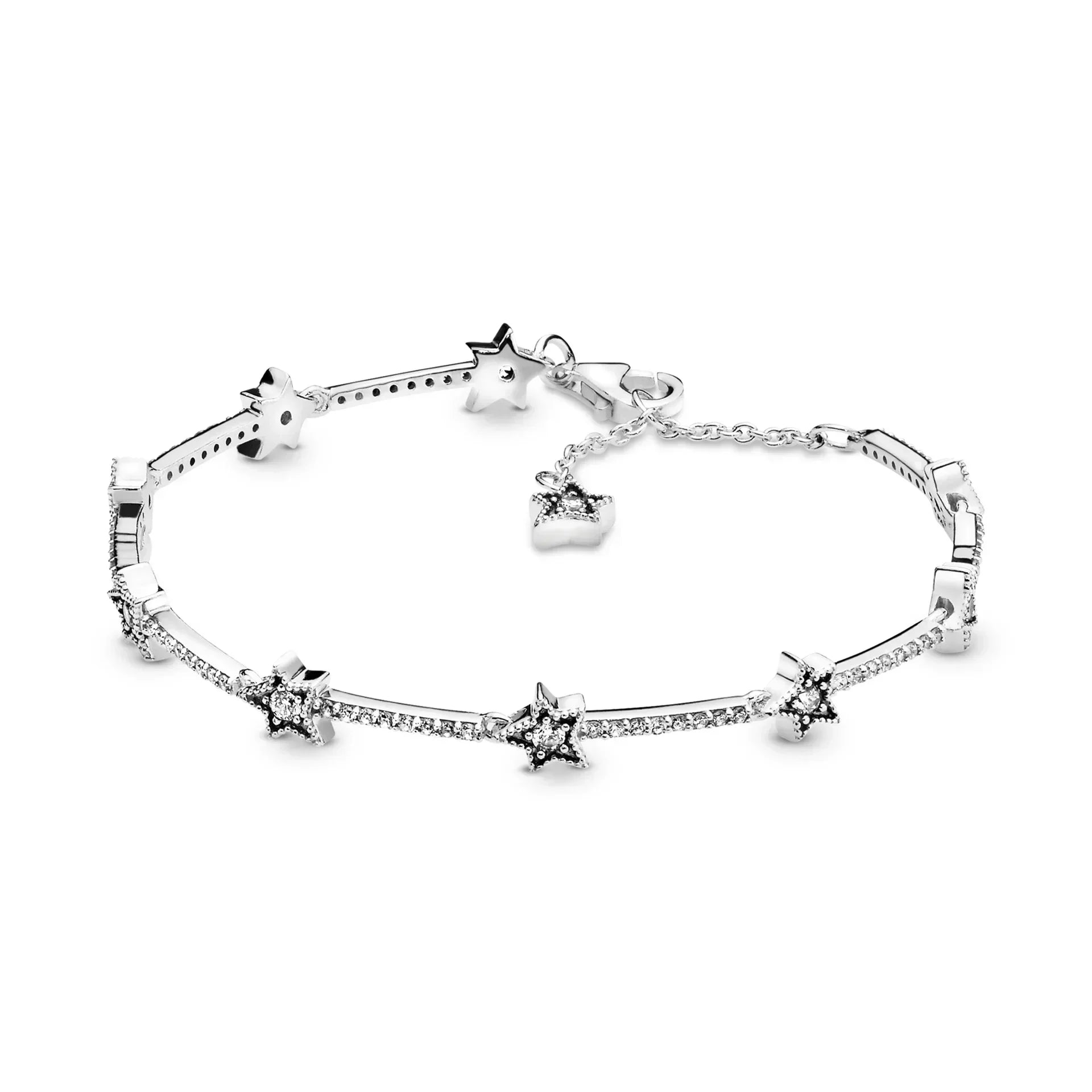 Hot selling 925 Sterling Silver Exquisite Stars Heart-shaped All Zircon Tennis Bracelet Luxurious Charm Bracelet Surprise Gifts mbzr