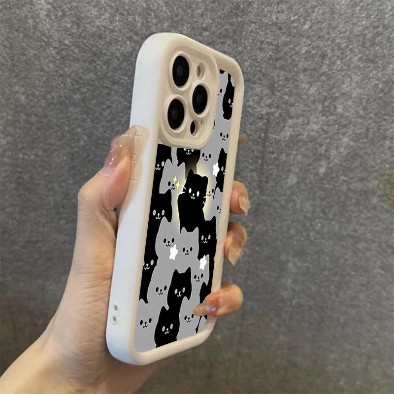 Soft TPU Case For  IPhone 17promax/17air 16 15 14 13 12 11 Pro Max X XS Anti-drop silicone phone case.Lovely Cartoon Cat Couple