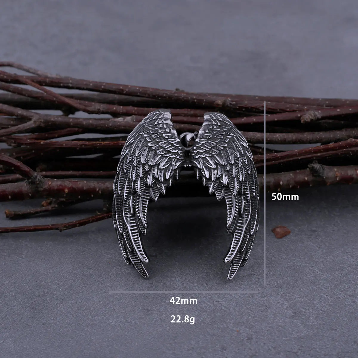Vintage Angel Wings Pendant Necklace Stainless Steel Unisex