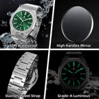 SAPPHERO Men Analog Watch Stainless Steel Quartz Movement Date Display 50M Waterproof Classic Business Casual Wristwatch Gift