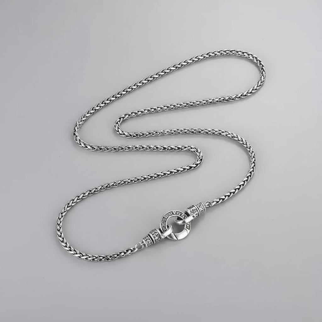Sterling Silver Woven Chain Necklace Unisex Party Gift