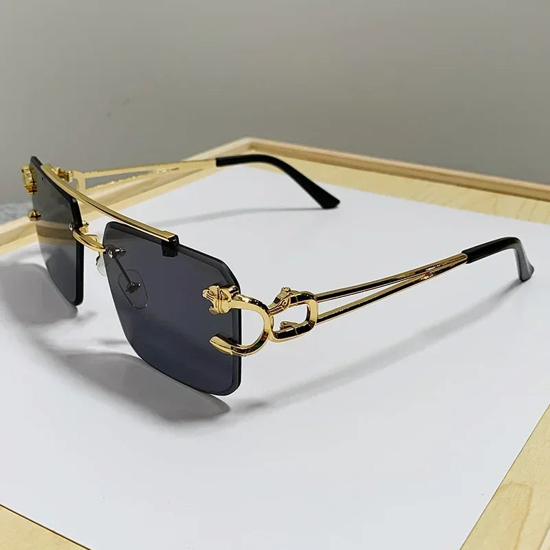 Rimless Square Sunglasses For Men And Women Brand Designer Vintage Luxury Retro Mirror Fashionable And Individualistic Sunglasses Suitable For Daily Wear Festival Gifts Dance Parties Travel And Parties Oculos De Sol