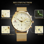 REWARD Classic Gold Wrist Watches For Top Brand Luxury Business Date Waterproof Luminous Stainless Steel Men Quartz Wristwatch