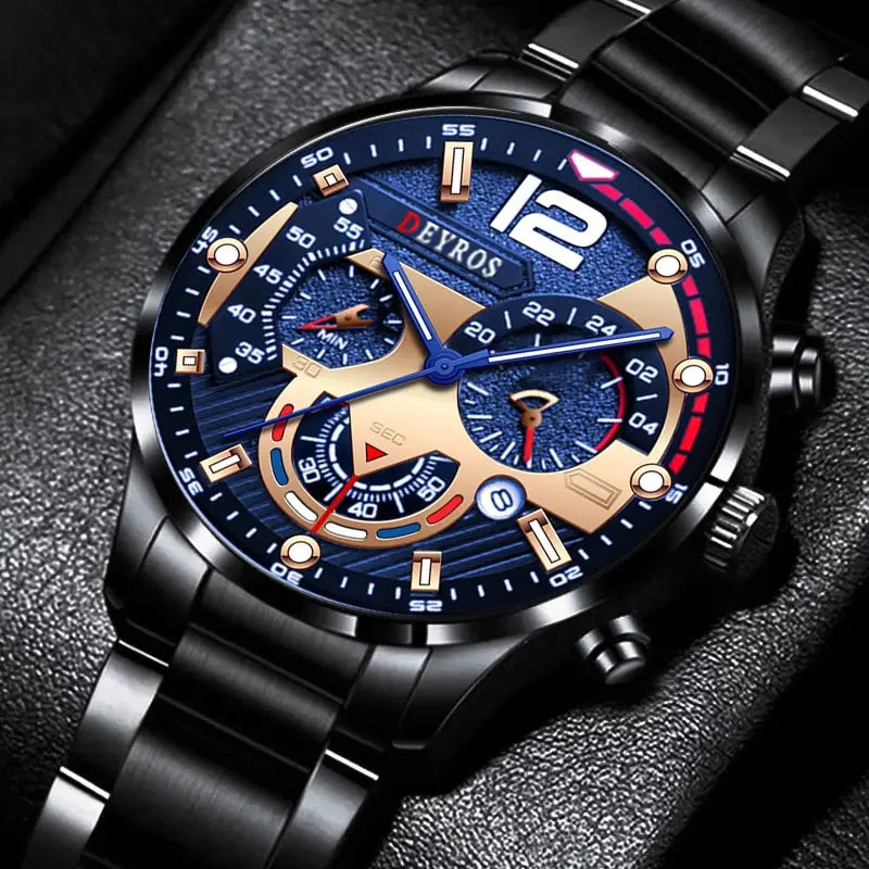 Fashion Mens Stainless Steel Watches Luxury Quartz Wristwatch Calendar Luminous Clock Men Business Casual Watch Reloj Hombre mbzr