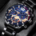 Fashion Mens Stainless Steel Watches Luxury Quartz Wristwatch Calendar Luminous Clock Men Business Casual Watch Reloj Hombre mbzr