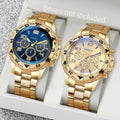 2pcs/set Men Business Watches Fashion Arabic Dial Steel Band Male's Quartz Watch Set (Without Box） mbzr