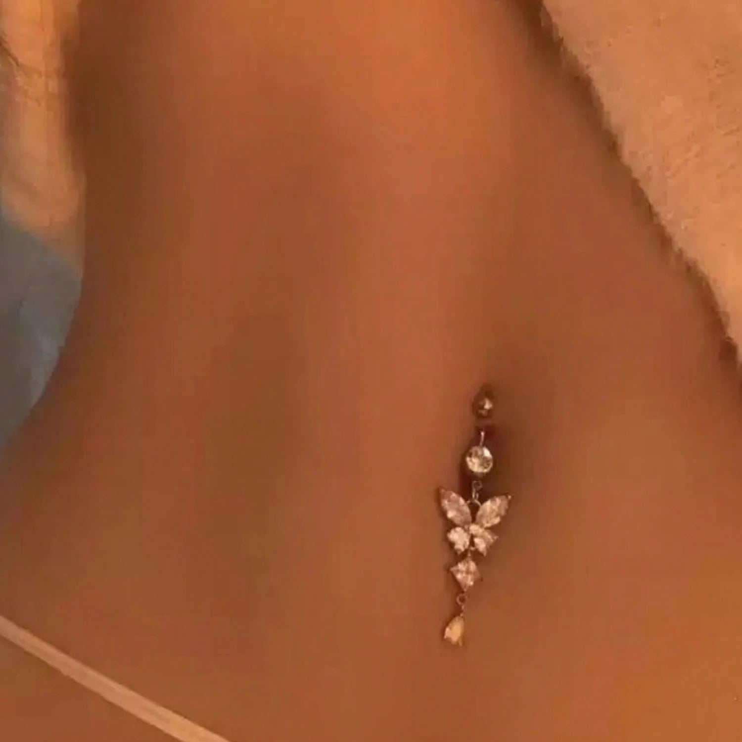 1pc Elegant Stainless Steel Belly Button Ring 14G - Sparkling Synthetic Zirconia Navel Piercing Jewelry, Perfect for Daily Wear mbzr