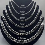 Men's 925 Sterling Silver Necklace 2/4/6/8/10/12MM 40-75cm Face Chain Necklace Lobster Clasp Men Women Engagement Jewelry Gifts mbzr